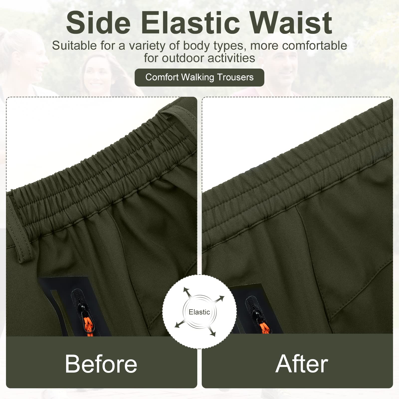 LY4U Pantaloni da Trekking da Uomo, Pantaloni da Camminata Leggeri ad Asciugatura Rapida, Pantaloni Traspiranti Idrorepellenti da Uomo all'aperto con Tasche Zip