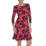 Women's 3/4 Sleeve Autumn Blossom Printed Shift Dress