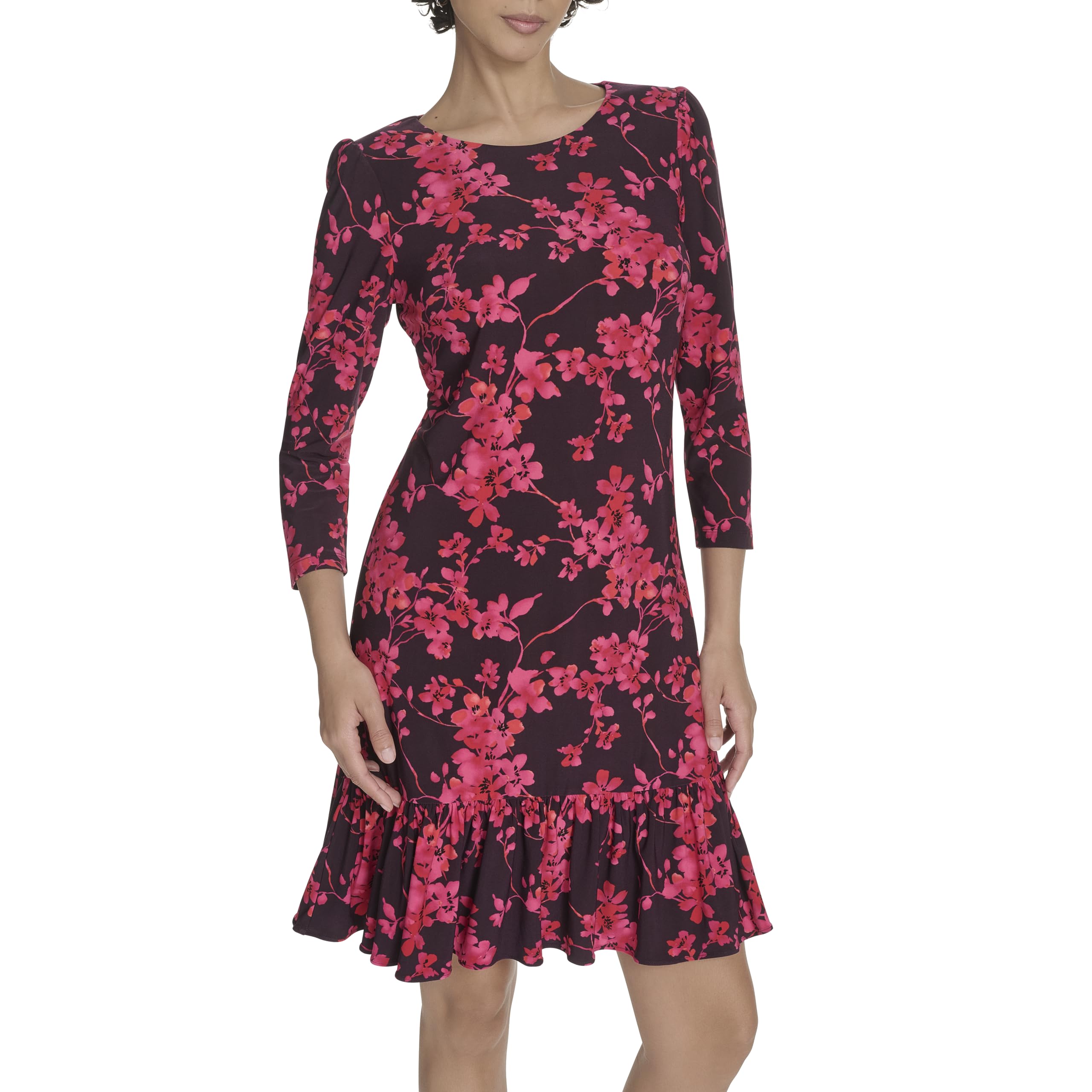 Tommy Hilfiger Womens 3 4 Sleeve Autumn Blossom Printed Shift Dress