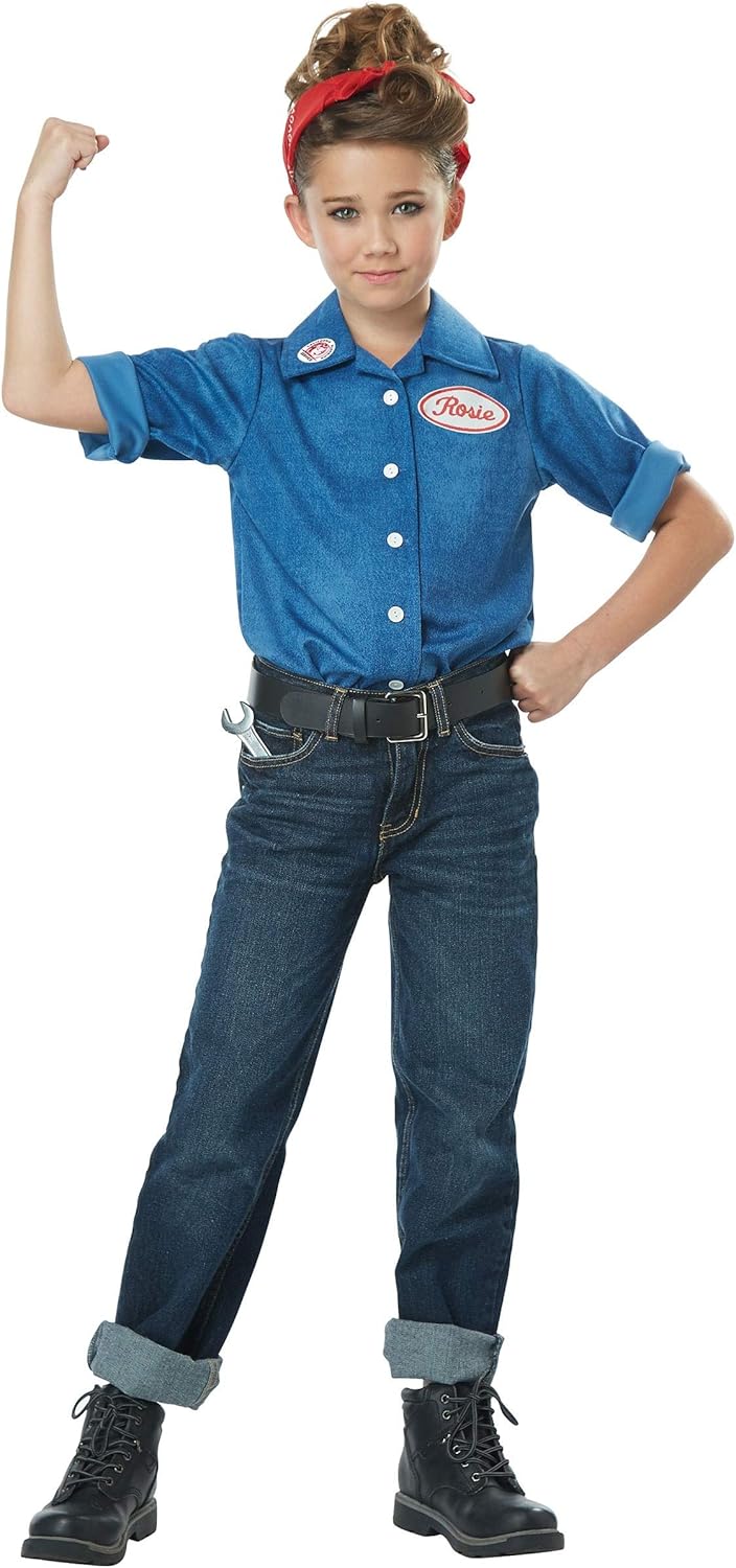 California Costumes Girls Rosie The Riveter Costume Large Blue