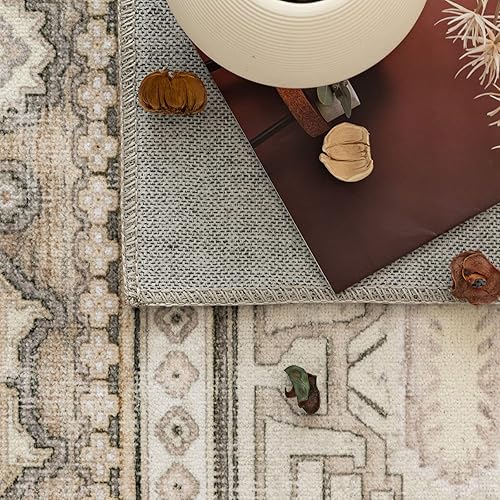 Miniatura 5 de DECOMALL ALYTA - Alfombra de pasillo lavable, vintage, antideslizante, larga, para pasillo, pasillo, cocina, gris, 2 pies 6 pulgadas x 9 pies