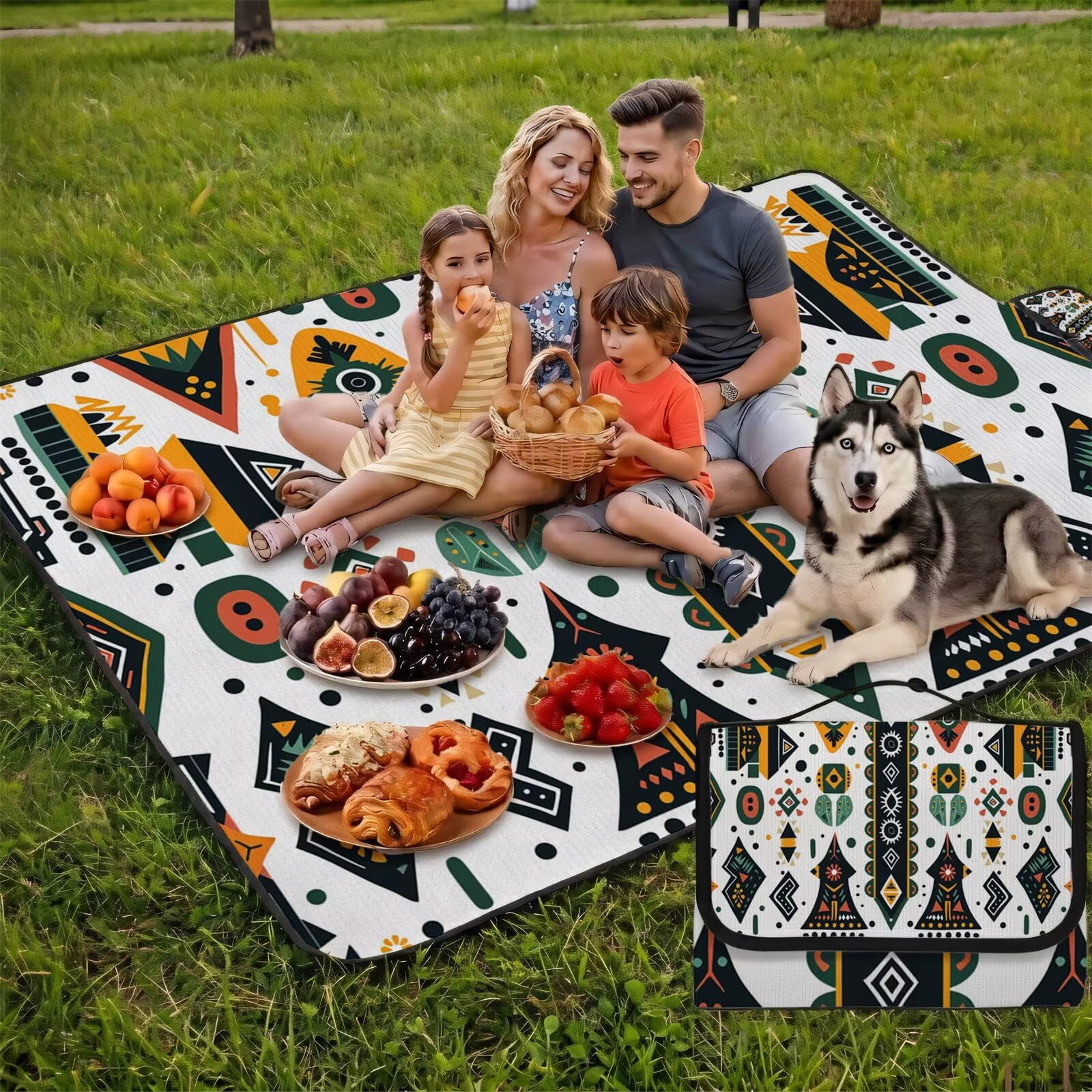 Coperta de Picnic 150x200 cm, Astrazione Manta Picnic Impermeable Anti-Sabbia Manta de Playa Pieghevole, Outdoor Picnic Blanket per Spiaggia, Camping, Giardino, Trekking - Geometria (2) FZ-46