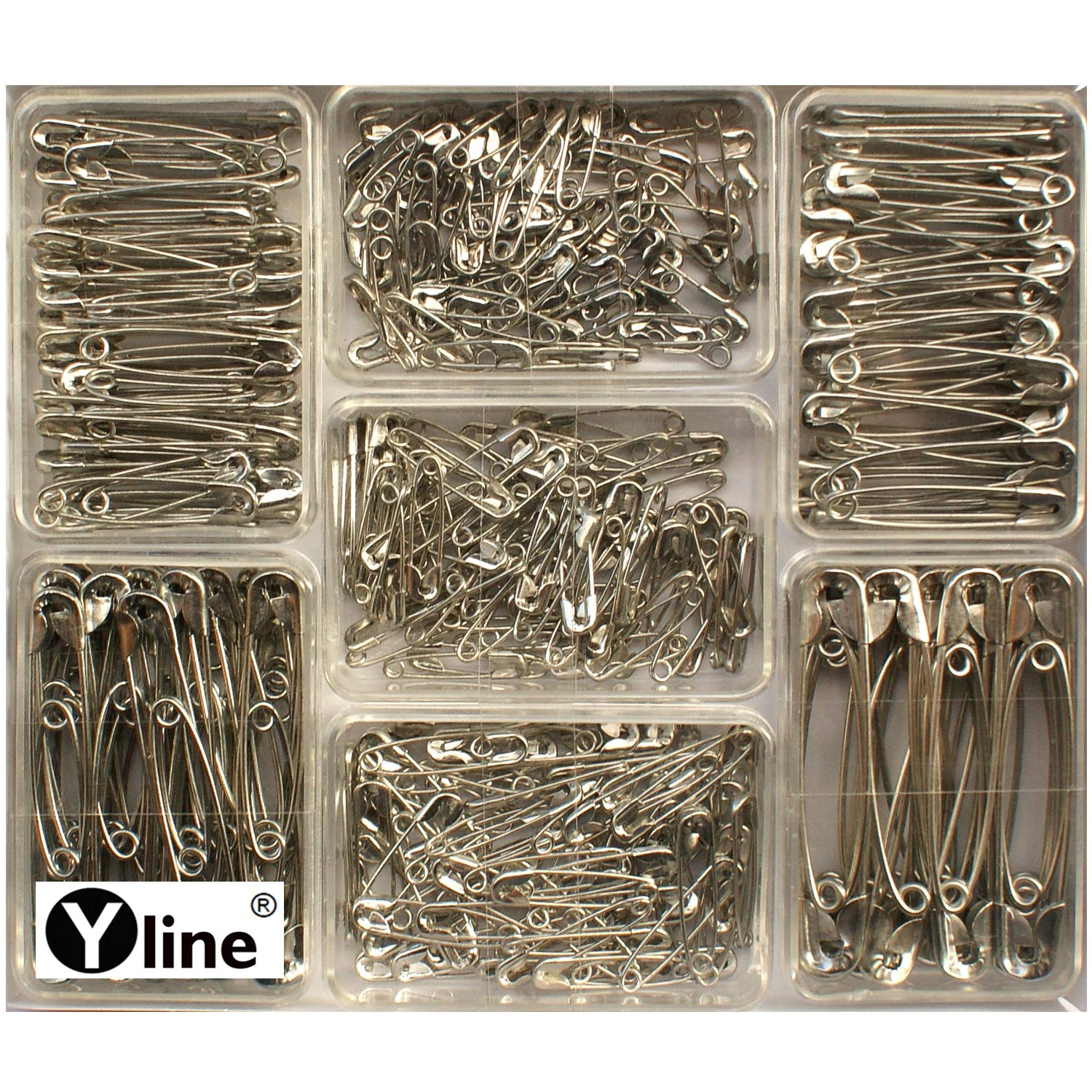 Assortimento 415 Spille Da Balia In Metallo Argento - 7 Misure Da 15 A 45 Mm - 4