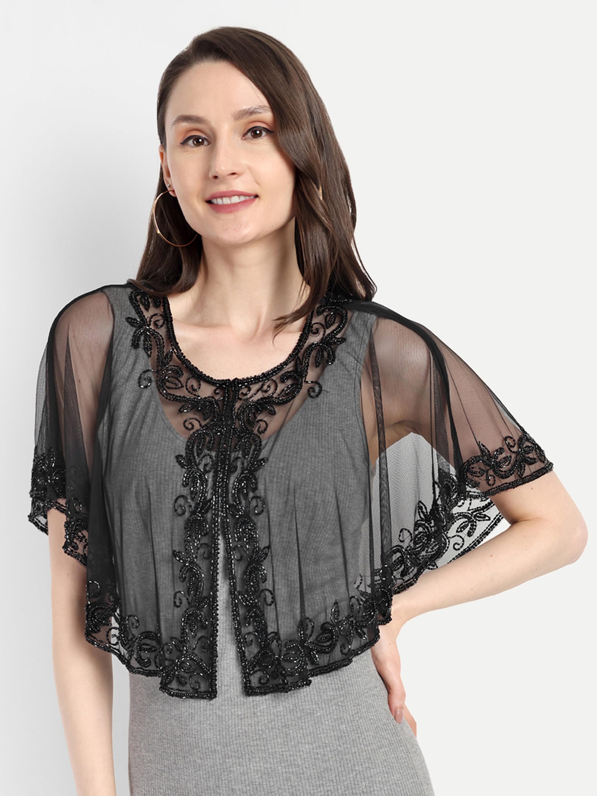 Matelco Women Net Poncho Cape (Black) - Image 3 thumbnail