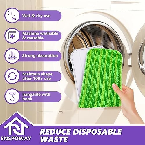 Miniatura 3 de Almohadillas de repuesto reutilizables para trapeador Swiffer PowerMop, almohadillas húmedas Swiffer de microfibra, lavables de 15 pulgadas, paños