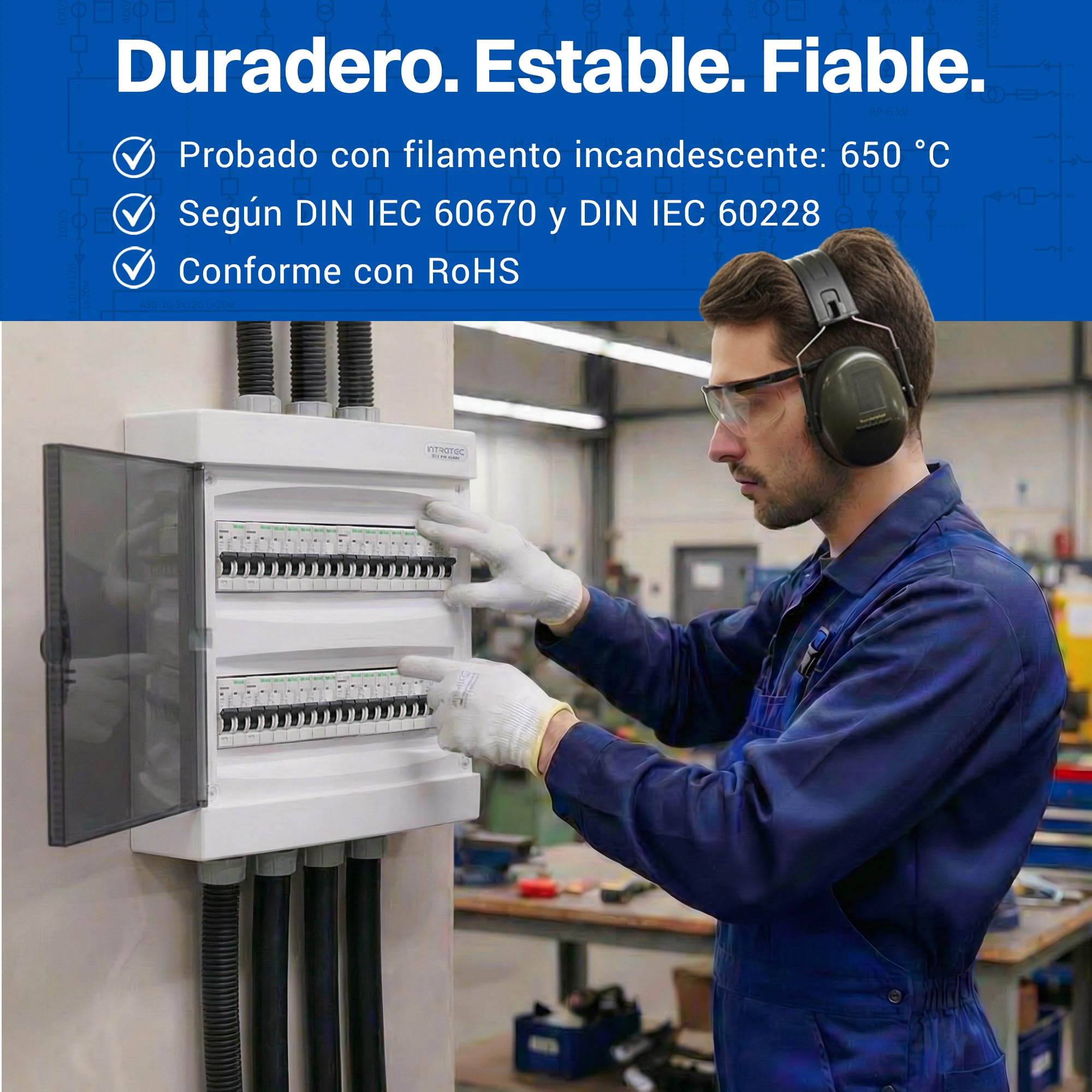 Intratec Cuadro Eléctrico de Superficie 2 Fila – IP40 Caja de Distribución para 36 Módulos con Puerta Blanca para una Instalación Fácil en Hogar y Comercio – 361 x 396 x 112 mm