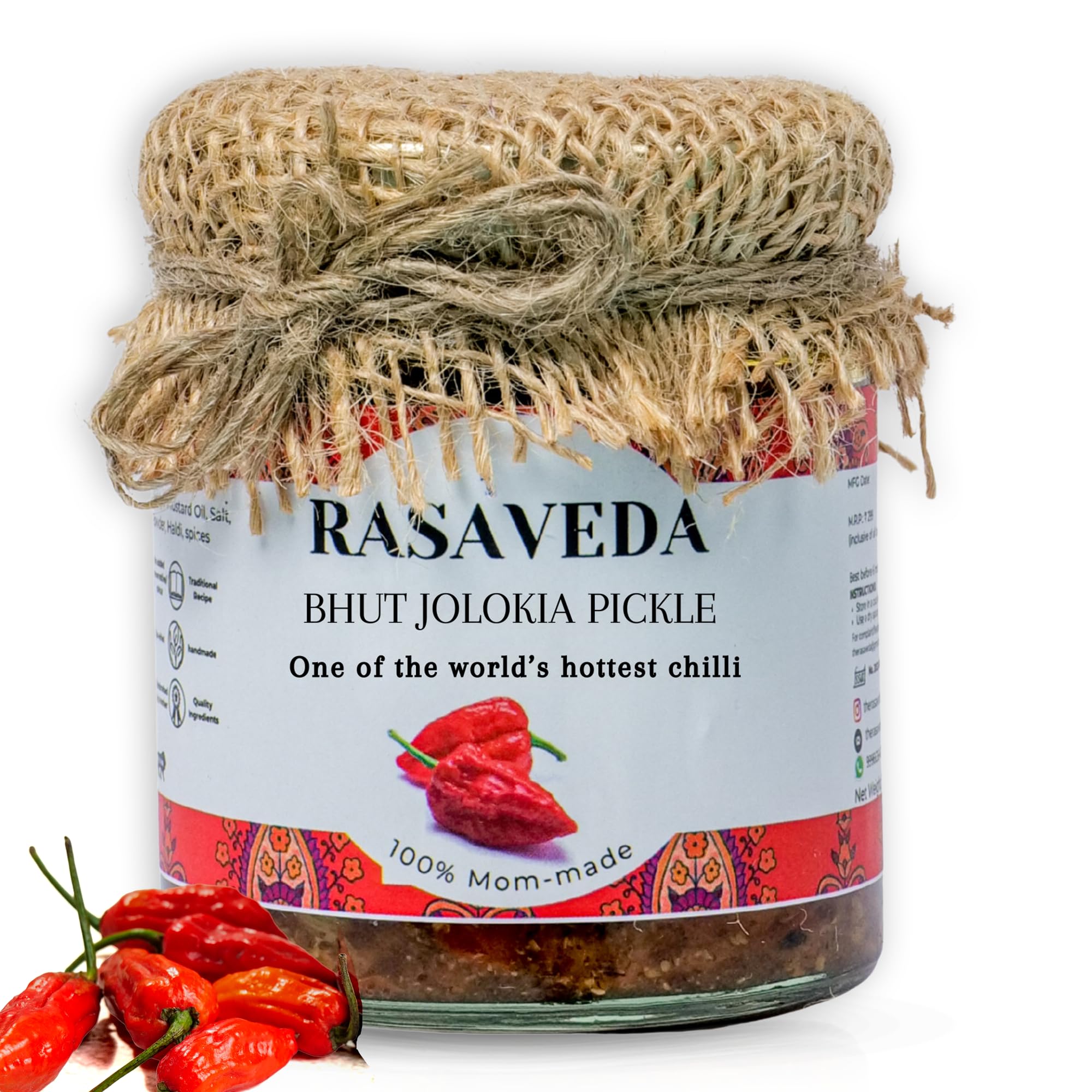 The Rasaveda King Chilli Pickle, 150g Bhut Jolokia Pickle Ghost Pepper from Nagaland | Raja Mircha-image-14