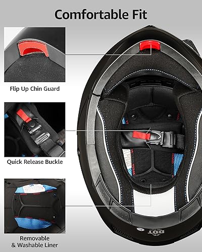 Miniatura 6 de YEMA Helmet Casco modular de cara completa para motocicleta YM-926 ciclomotor DOT Street Racing Crash casco