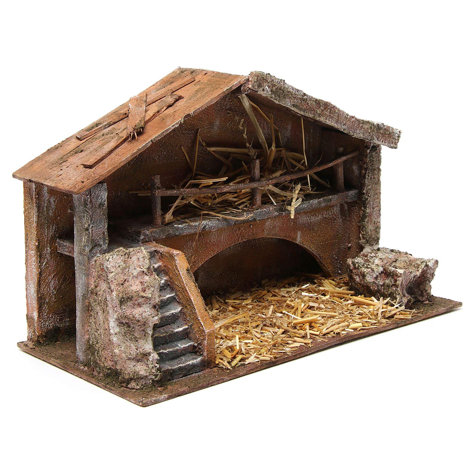 Holyart Capanne Presepe e Grotte: Capanna con scala per presepe 12 cm 35X20X25 cm