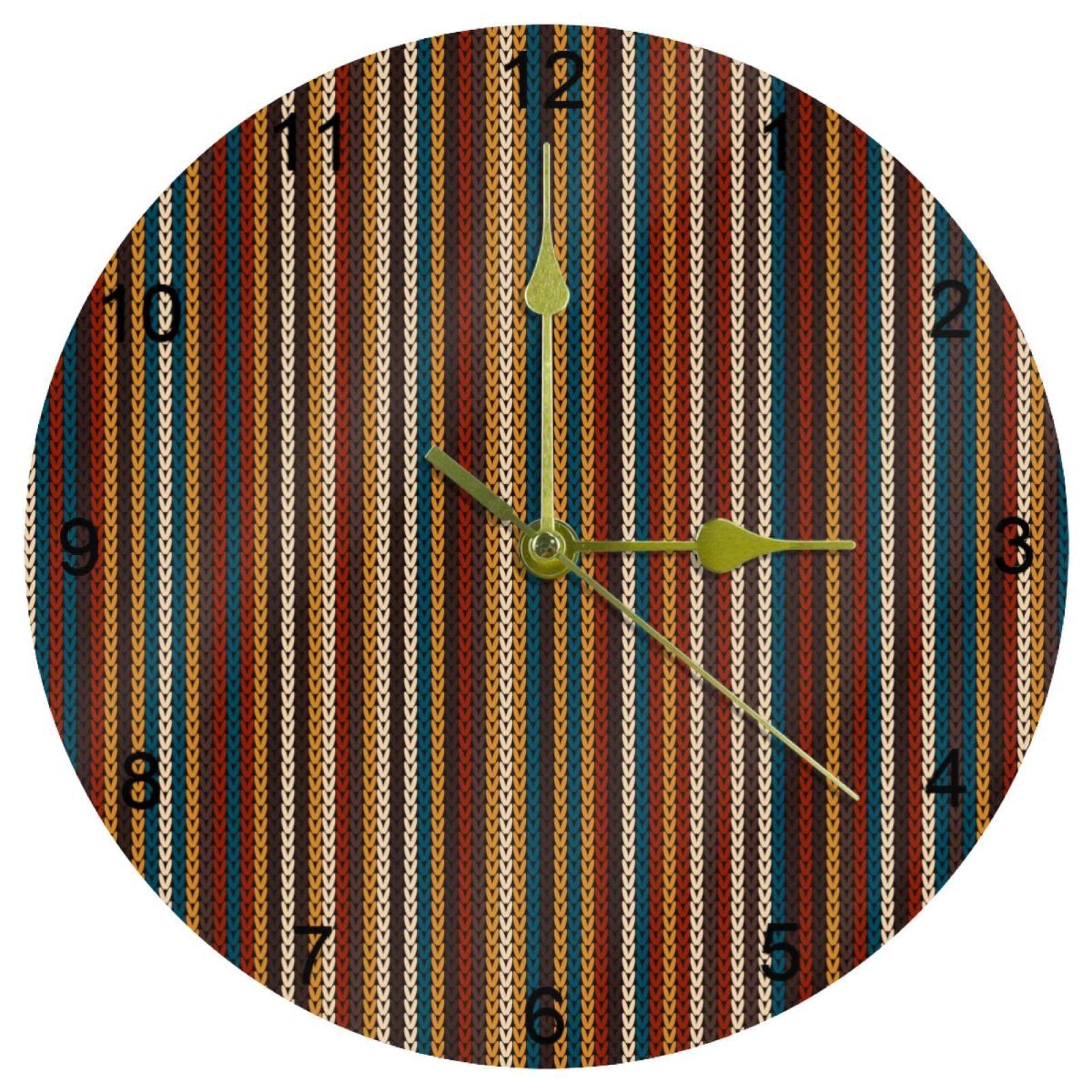 Horloge murale rétro à rayures avec chiffres arabes cadran de 25,4 cm au design vintage