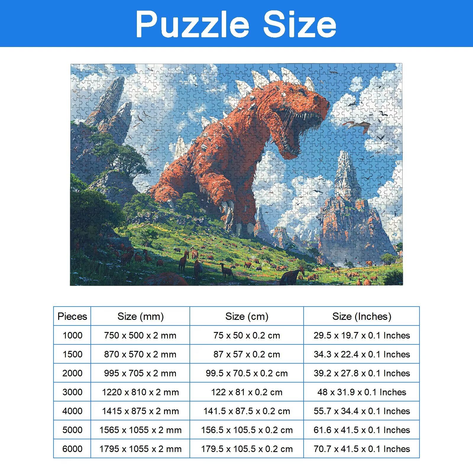 Puzzle 3000 Teile, Dinosaurier Puzzle 3000 Teile Erwachsene, Klassische Puzzles Anime, Holzpuzzle Erwachsene, Puzzlespiele für Die Ganze Familie, Geschenke für Frauen, Geschenke für Männer, -9153
