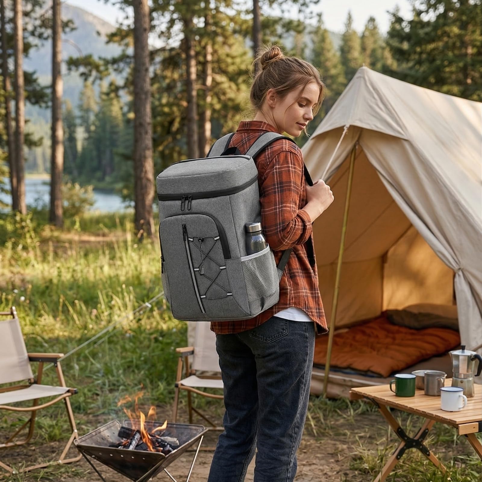 JANSBEN Sacs isothermes de pique-nique 15 l avec décapsuleur Panier de pique-nique étanche Sac isotherme Sac à déjeuner pour travail, excursion, pique-nique, barbecue, camping, école, plage