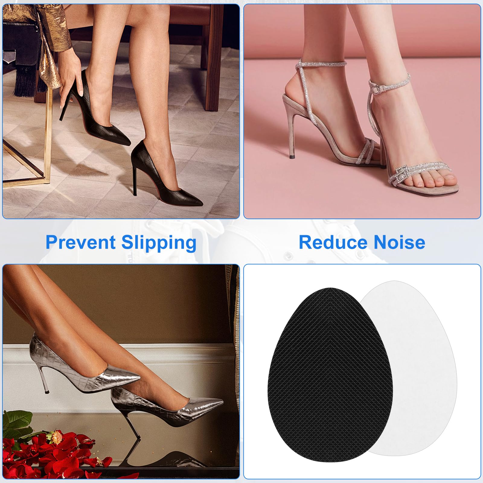 16 Stück / 8 Paar rutschfeste Schuhpolster für die Unterseite der Schuhe – selbstklebende Sohlenschutz für High Heels und flache Schuhe – rutschfeste Schuhe Grips Aufkleber für rutschige Böden