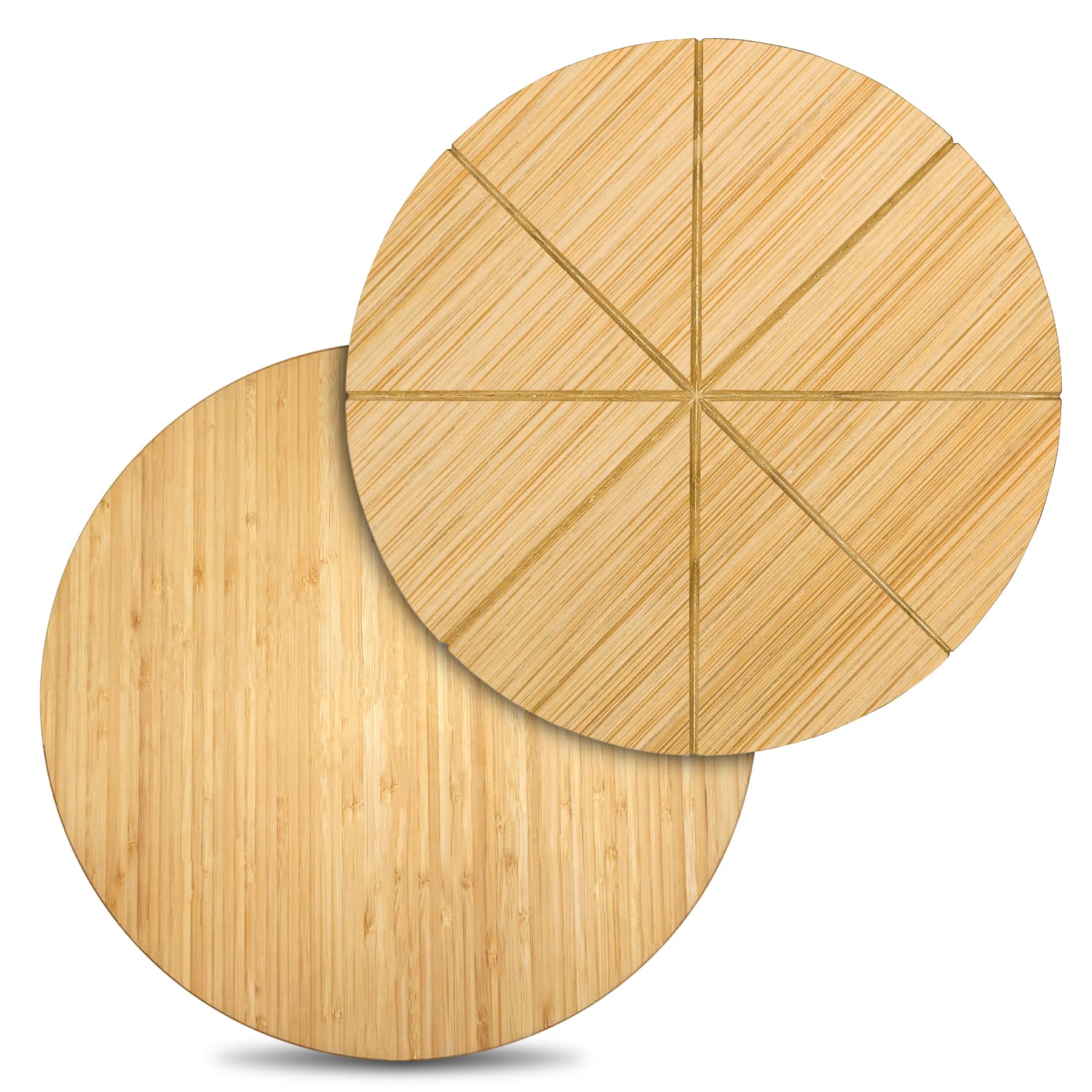 12“ Round Cutting Board Pizza Cutting Board Double Sided 12inch Small Bamboo Wooden Pizza Serving Platter Pizza Tray Oven Accessories Cheese Board Charcuterie Boards Pizza Prep Paddle Circular Circle