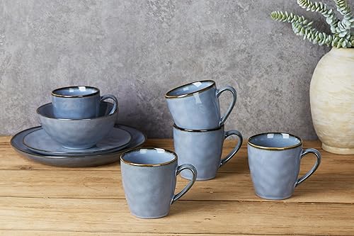 Miniatura 4 de famiware Juego de 4 tazas de café redondas con asa para cacao, leche, chocolate caliente, té o agua, tazas de cerámica para cocina, microondas y