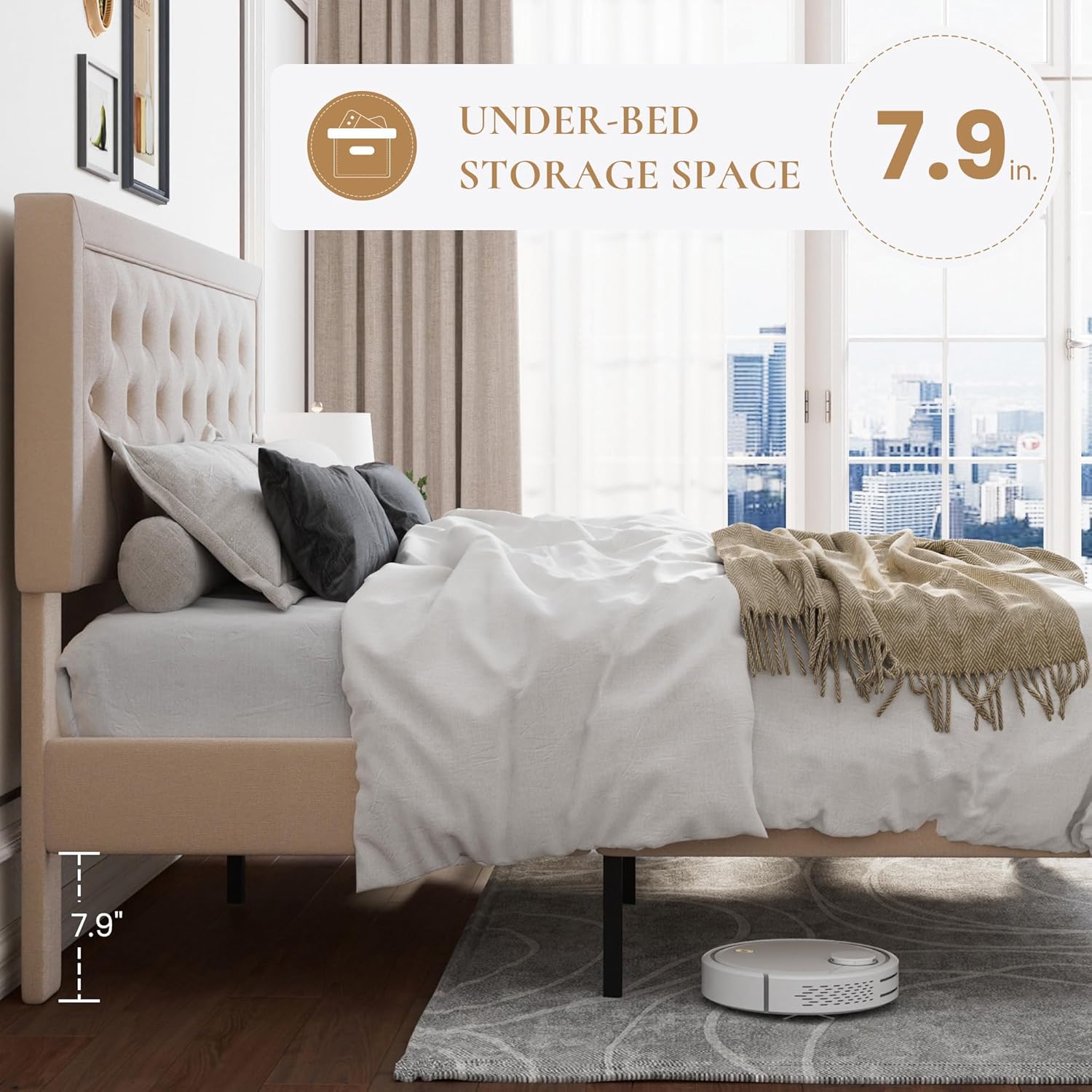 Adjustable headboard height feature of the bed frame