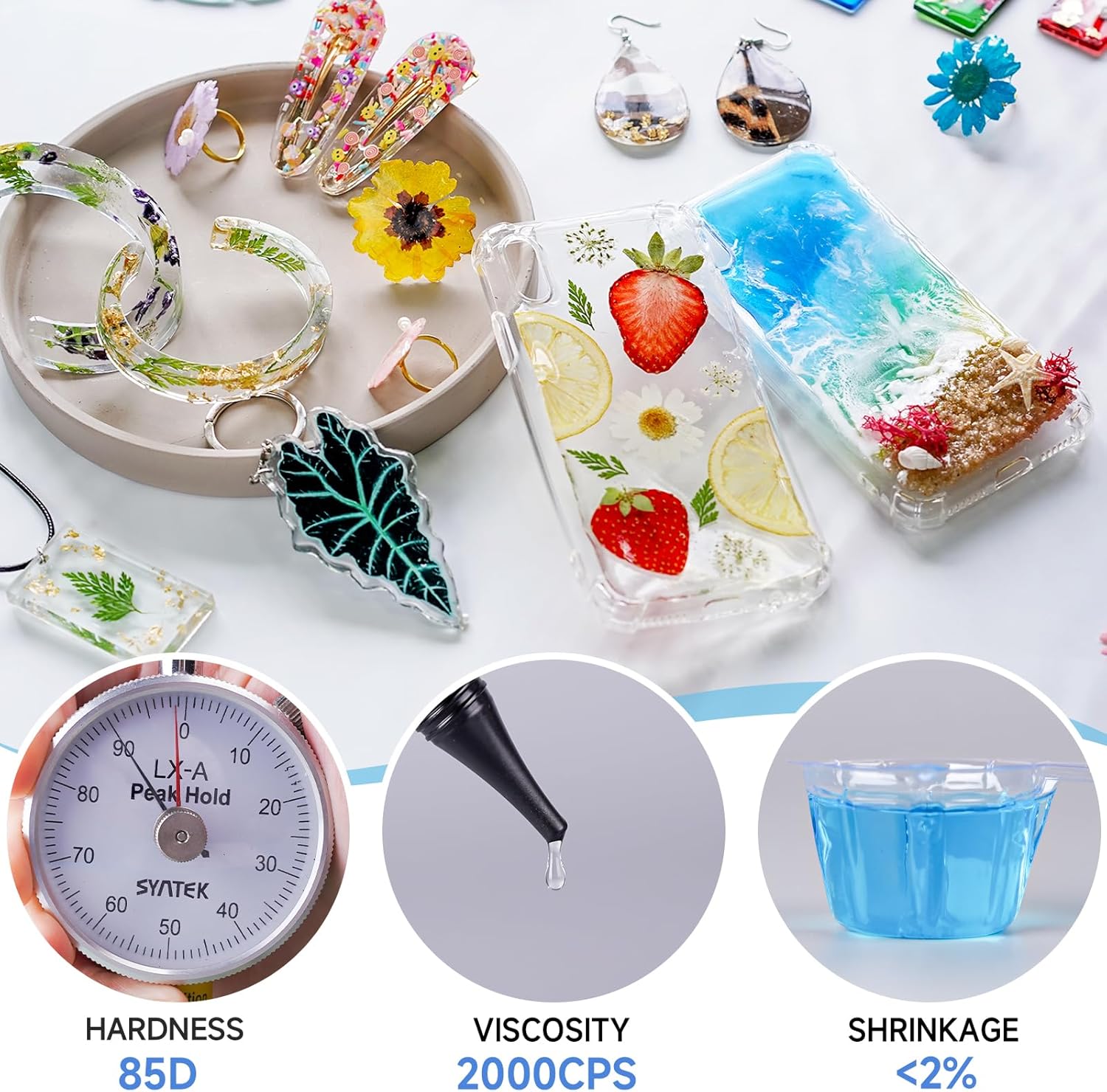 Clear Hard Type UV Resin for Crafts and Jewelry Making, 200g