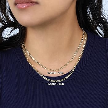 Amazon | Nuragold 10K リアルイエローゴールド フィガロリンク 3.5mm