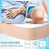 Vista 3 de Nuanchu 2 rollos de cinta elástica no tejida transpirable, cinta de vendaje cohesiva, película protectora de vendaje elástico