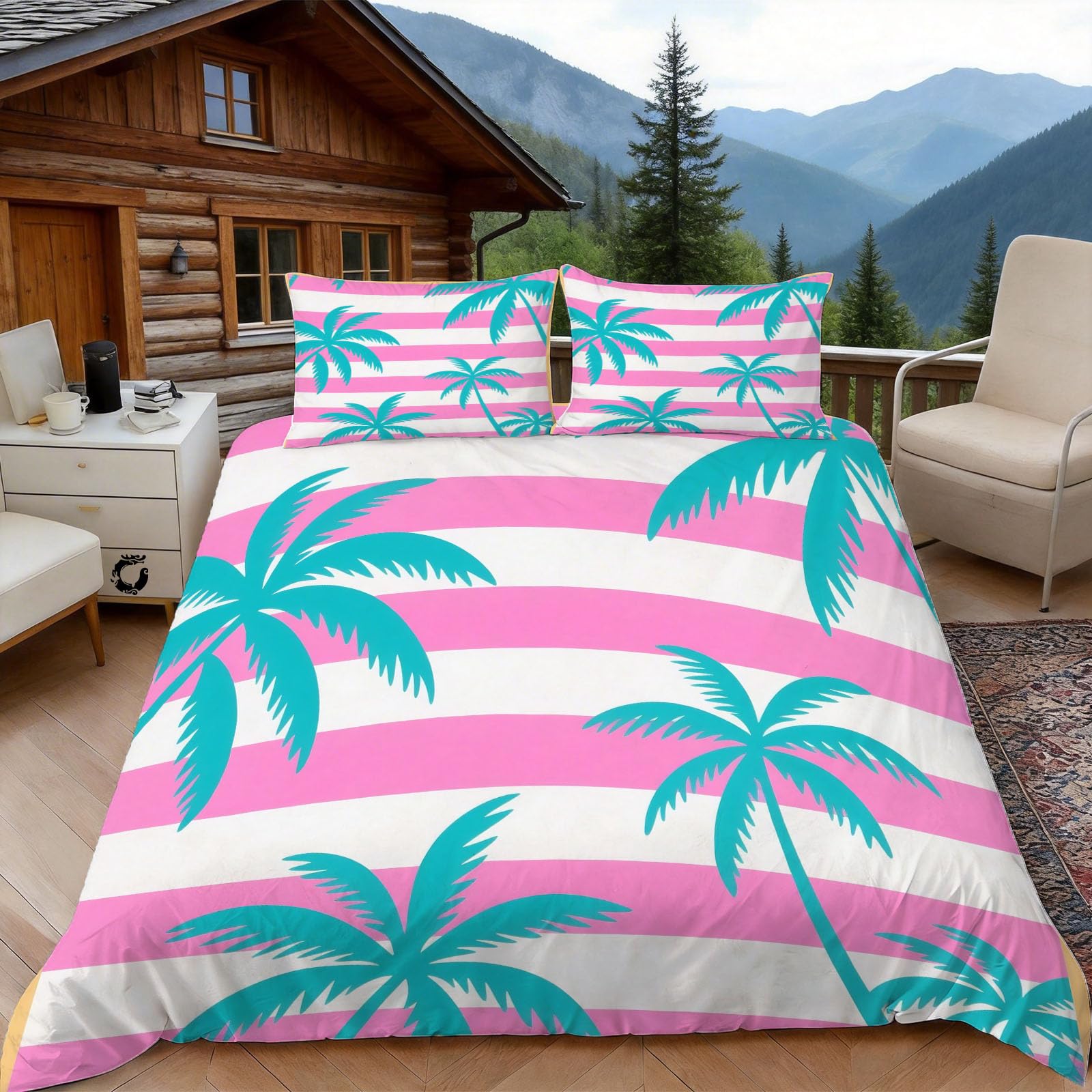 Housse de couette 200x200 imprimé palmier pour une chambre style tropical