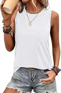 Sampeel Women's Eyelet Tank Top - Breathable Loose Fit Summer Top