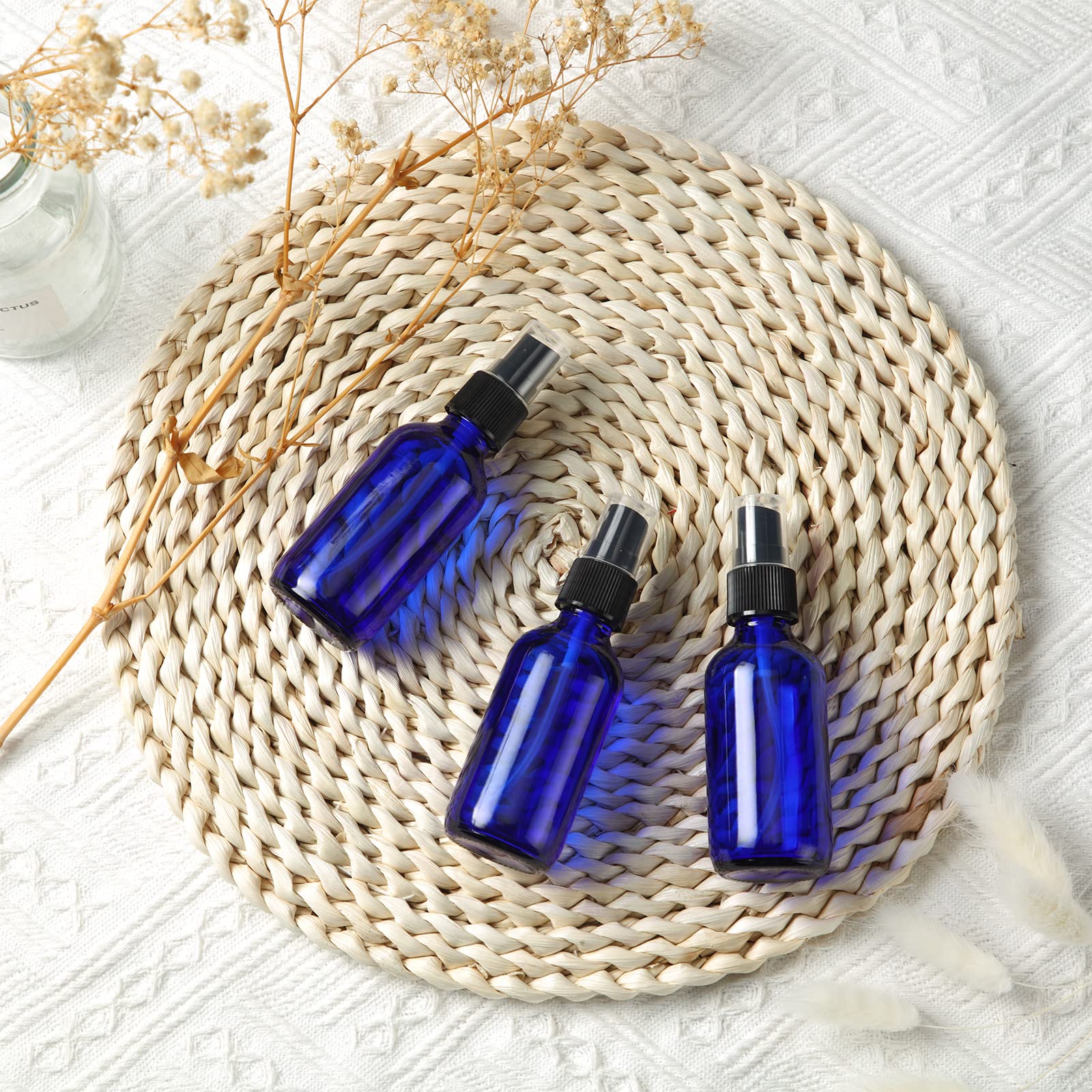 32 flaconi spray in vetro da 56,7 ml, piccoli flaconi spray da viaggio, nebulizzatori fini per oli essenziali, acqua, blu