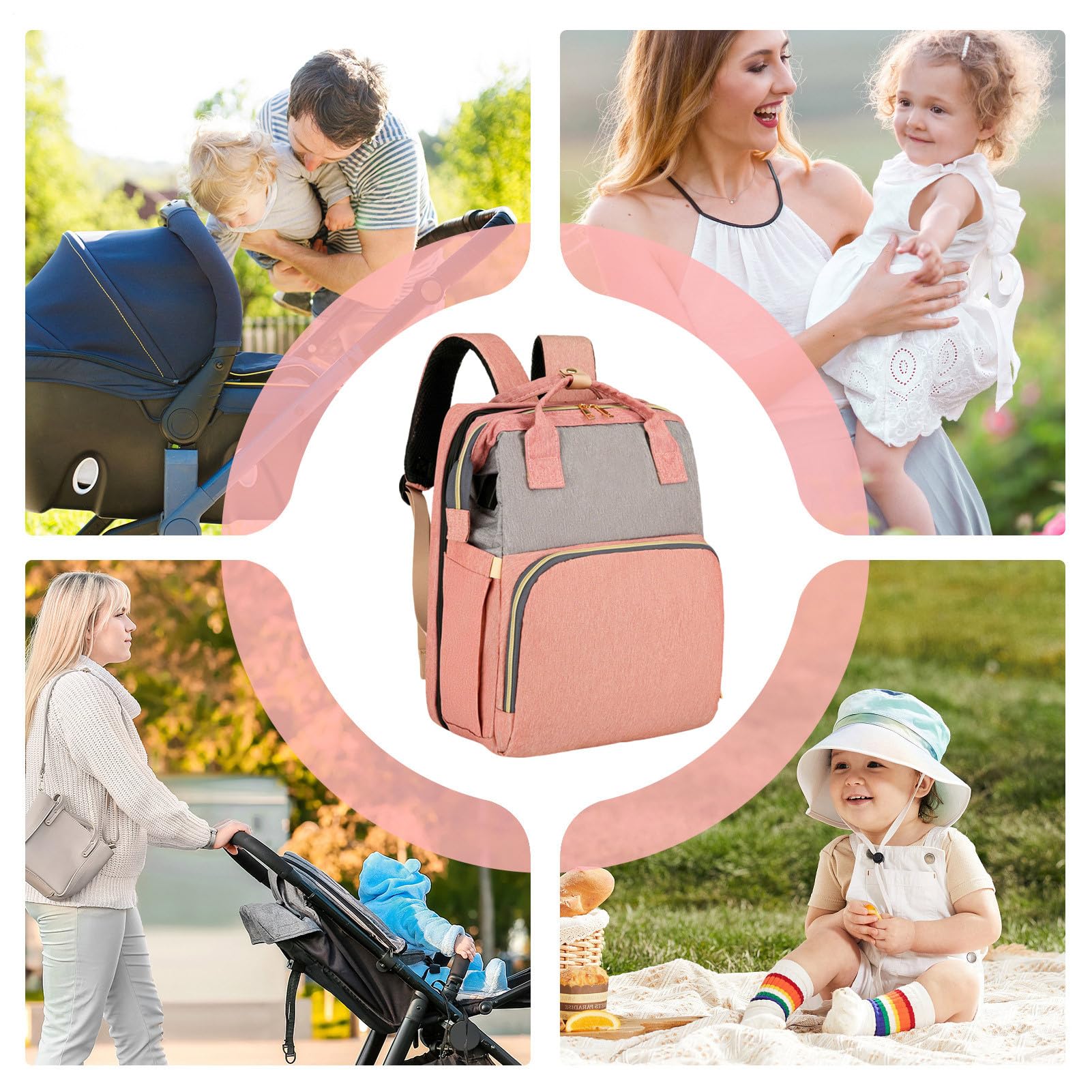 Flexible Changing Backpack - Convenient Changing Bag Backpack ¦ 31x19x39cm Bags with Multi-Pockets, Oxford Cloth Nappy Backpacks with Solid Stitching, Mommy Bags, Diaper Backpacks for Trave