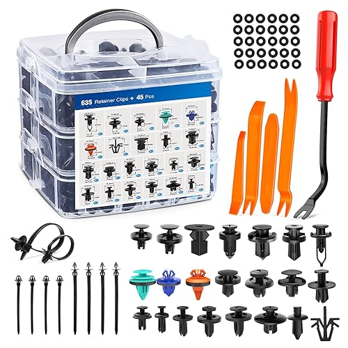 Yesker 680Pcs Car Bumper Retainer Clips GM Door Panel Clips Push Fender Rivets Expansion Screws Replacement Kit Auto Fasteners Assortment with