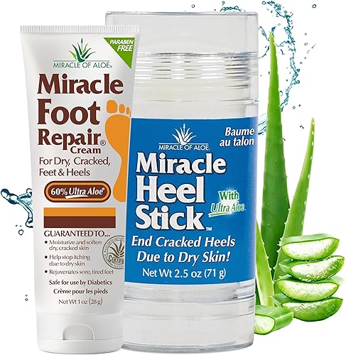 Miniatura 1 de Miracle Heel Stick de 2.5 onzas y Miracle Foot Repair Tubo de 1 onza. Fabricado con gel puro UltraAloe  Mantiene los pies y los tacones con un