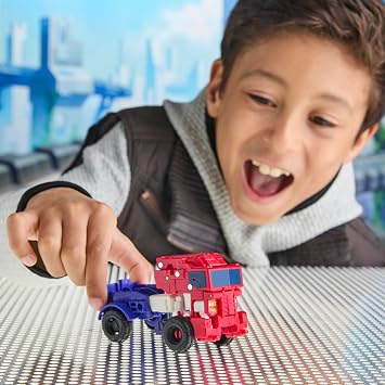 Transformers CYBERWORLD Optimus Prime Cyber Changers 4 inch Action Figure, Quick Change to Truck Mode, Robot Toys for Boys and Girls 6 Years and Over