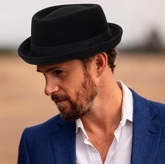 Vintage Bowler Hats 1920s Pork Pie Derby Church Hats for Women Men(Fit for S/M)