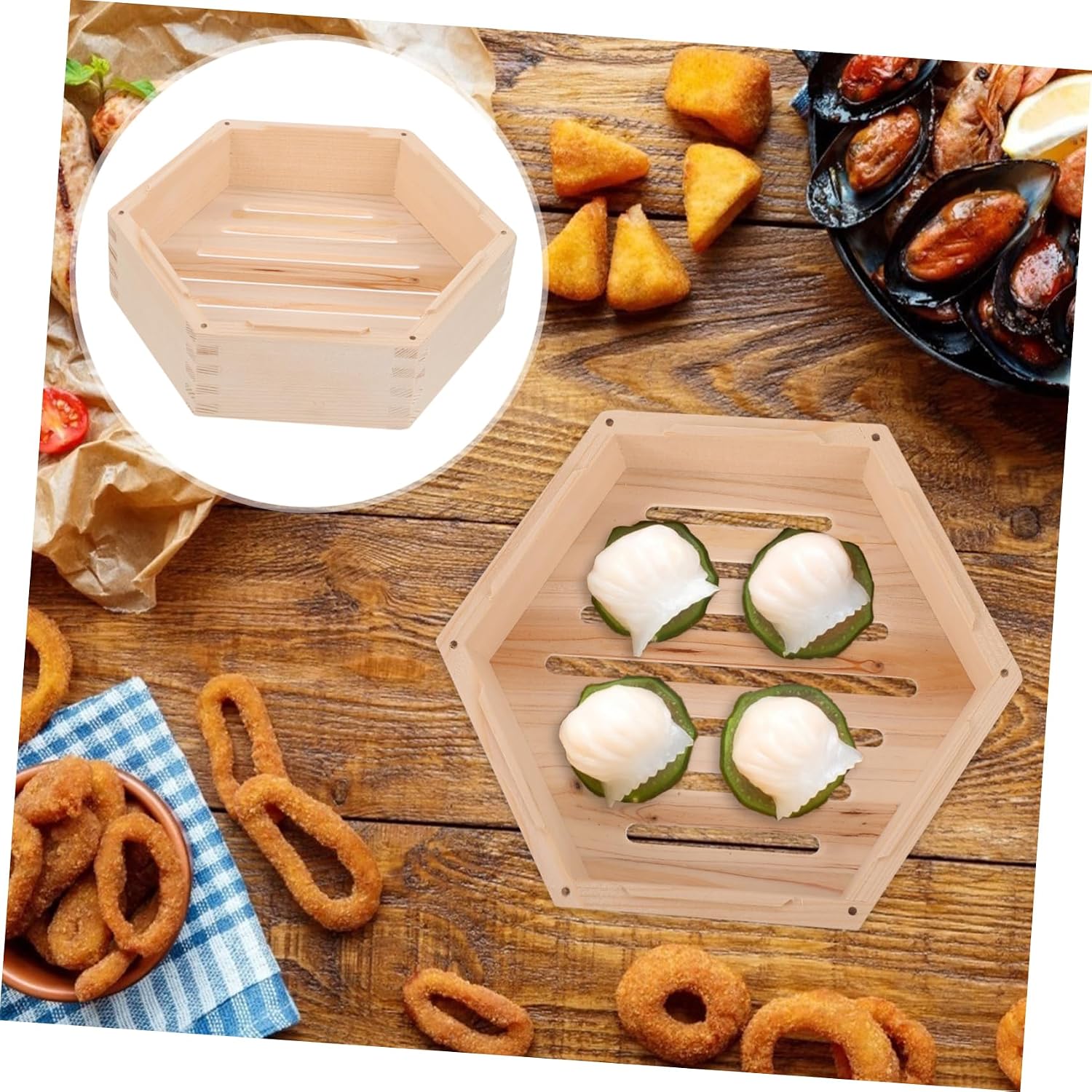 Eco-friendly Hexagonal Food Steamer Kitchen Steamer Multi-functional Household Cooking