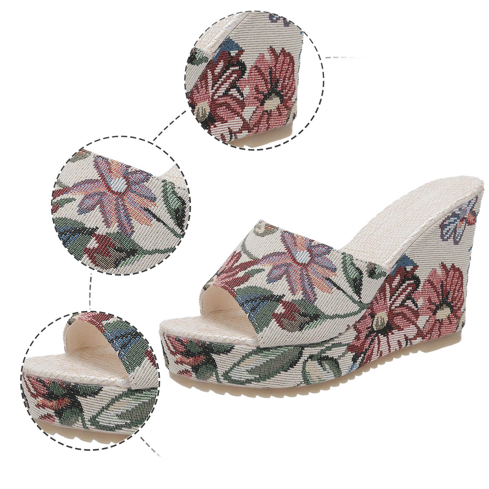 Générique Sandale Femme Ete Chaussure Pailletée Or Pantoufles Compensées Chaussons Basket Noire Mules Mode Pour Femmes Talon Plateforme Sandales Piscine Plage Maison Sliders