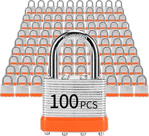 Candados con la misma llave, 100 candados laminados con llave (1-916 pulgadas, 1.575 pulgadas), cerraduras iguales con llave, grillete normal, para