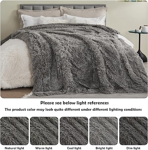 Miniatura 10 de Manta decorativa Gonaap de pelo sintético, muy suave y esponjosa, de felpa y pelo largo, cómodo forro polar de microfibra reversible para silla,