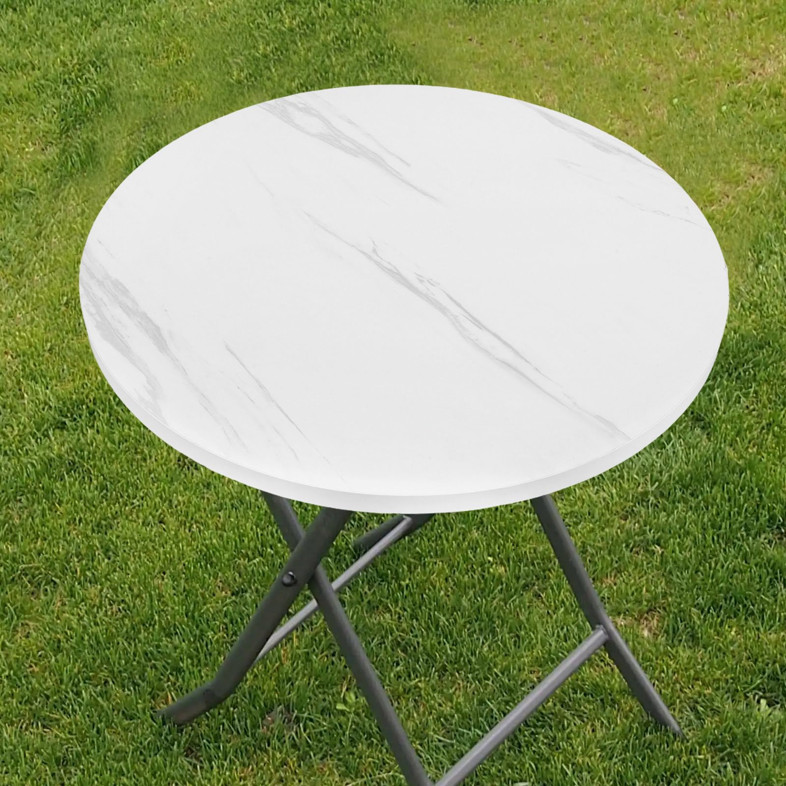 CALLARON Piano per Tavolo Rotondo Piano di Ricambio 40 Cm in Marmo Bianco Arrotondato Facile da Pulire Complemento per Tavolino da Caffè e Balcone Adatto a ed
