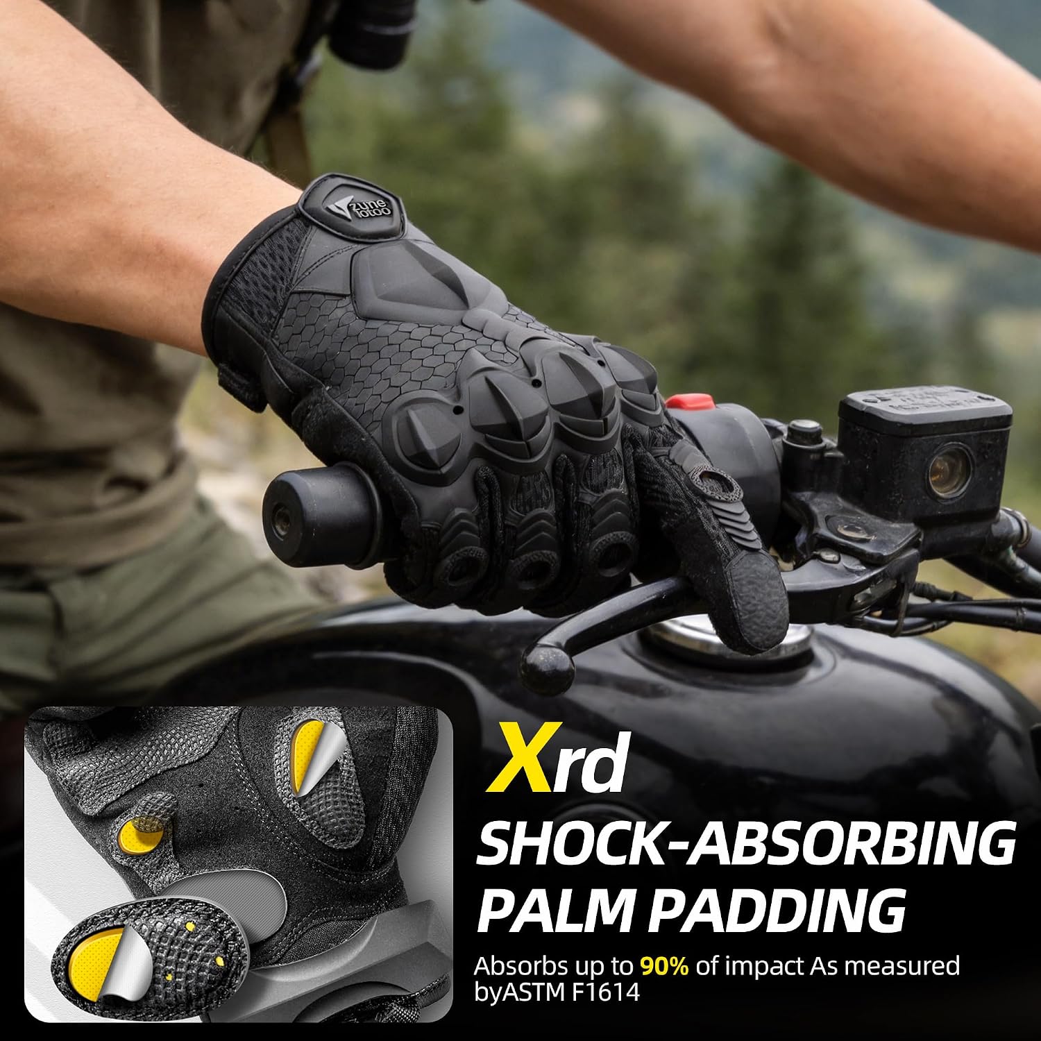 ZUNE LOTOO Touchscreen Tactical Gloves with TPR Finger Impact Protection & XRD Palm Padded for Men Motorcycle Paintball Airsoft Range Work Driving Cycling Hiking Climbing Black