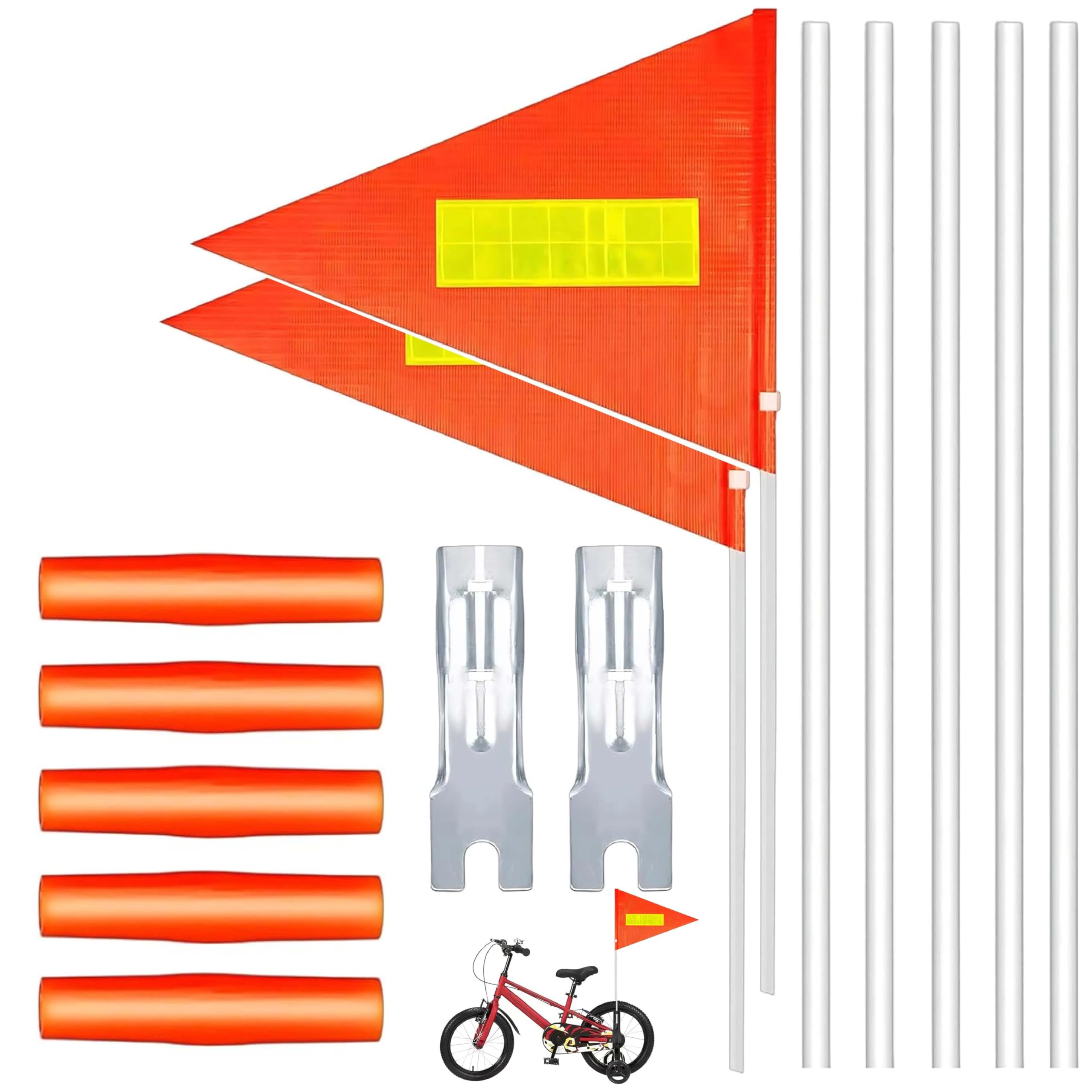 LEBOKJ 2 Set Fahne fahrradanhänger, Fahrradwimpel Set,Sicherheitswimpel,Fahrradwimpel Verstellbare,Kinderfahrrad Sicherheitswimpel,Fahrrad Wimpel,Kinderfahrradfahne,Warnschild.