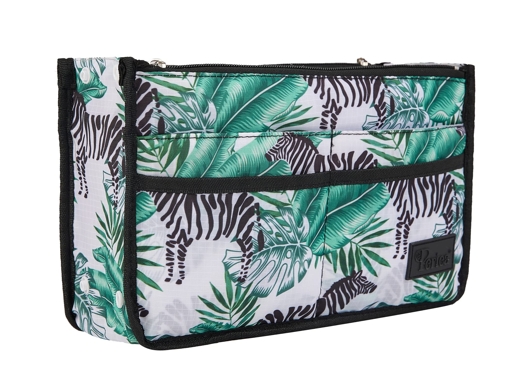 Periea Signature Purse Organizer Insert with Handles & 13 Pockets - 3 Sizes (Zebra, Small)