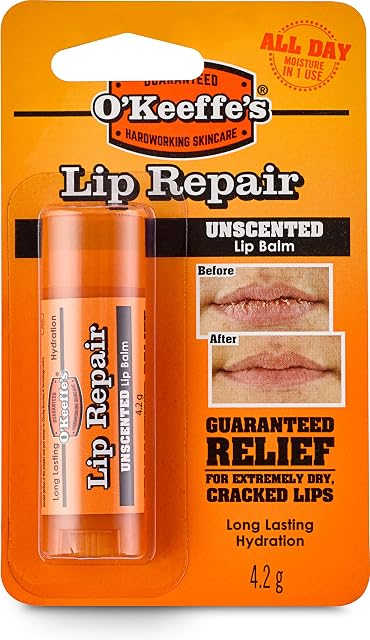 O'Keeffe's Lip Repair Unscented Lip Balm, 4.2g  For Extremely Dry, Cracked Lips | All-Day Moisture with 7 Moisturising Ingredients