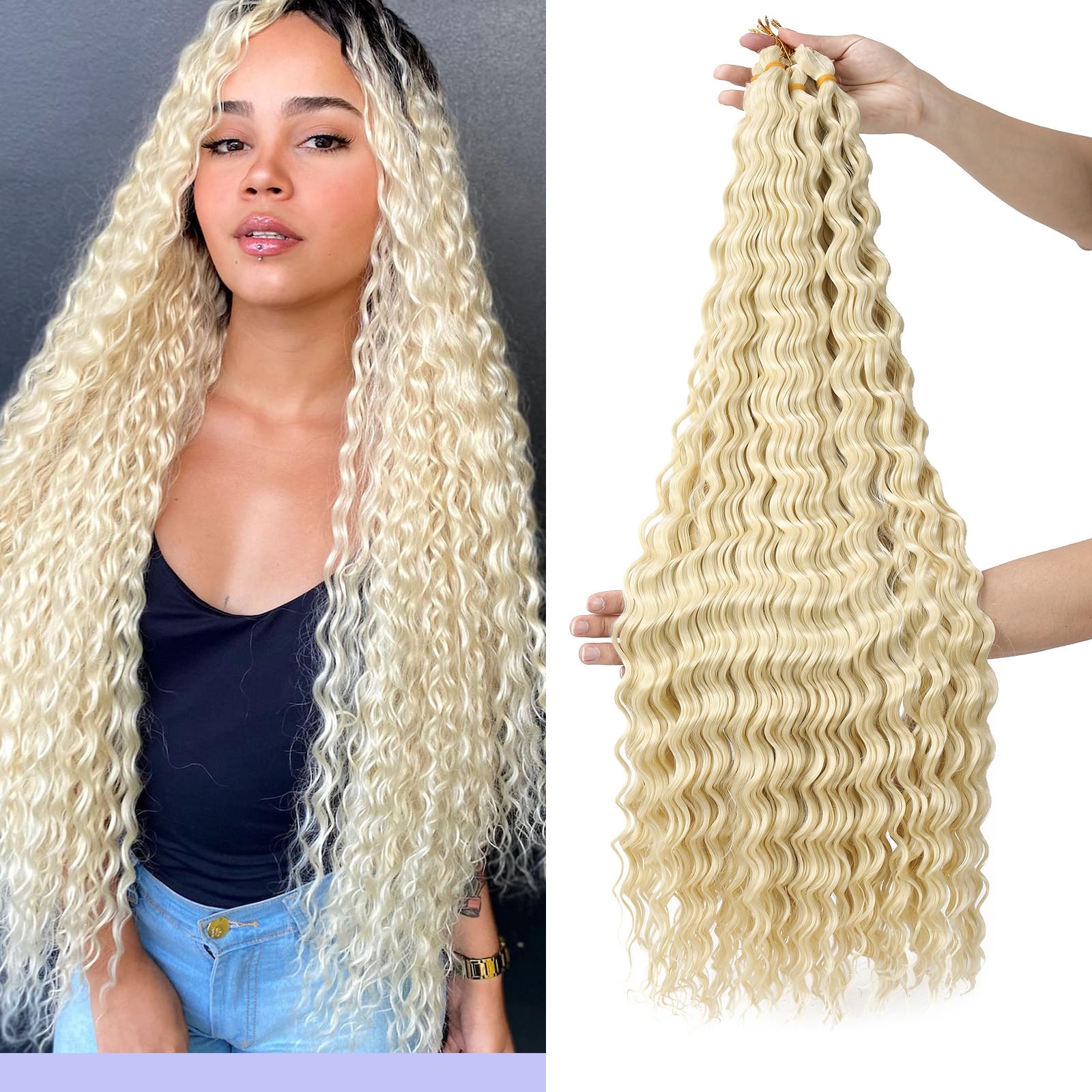 Amazon.com : Ocean Wave Crochet Hair 30 inch 7 Packs Long Blonde