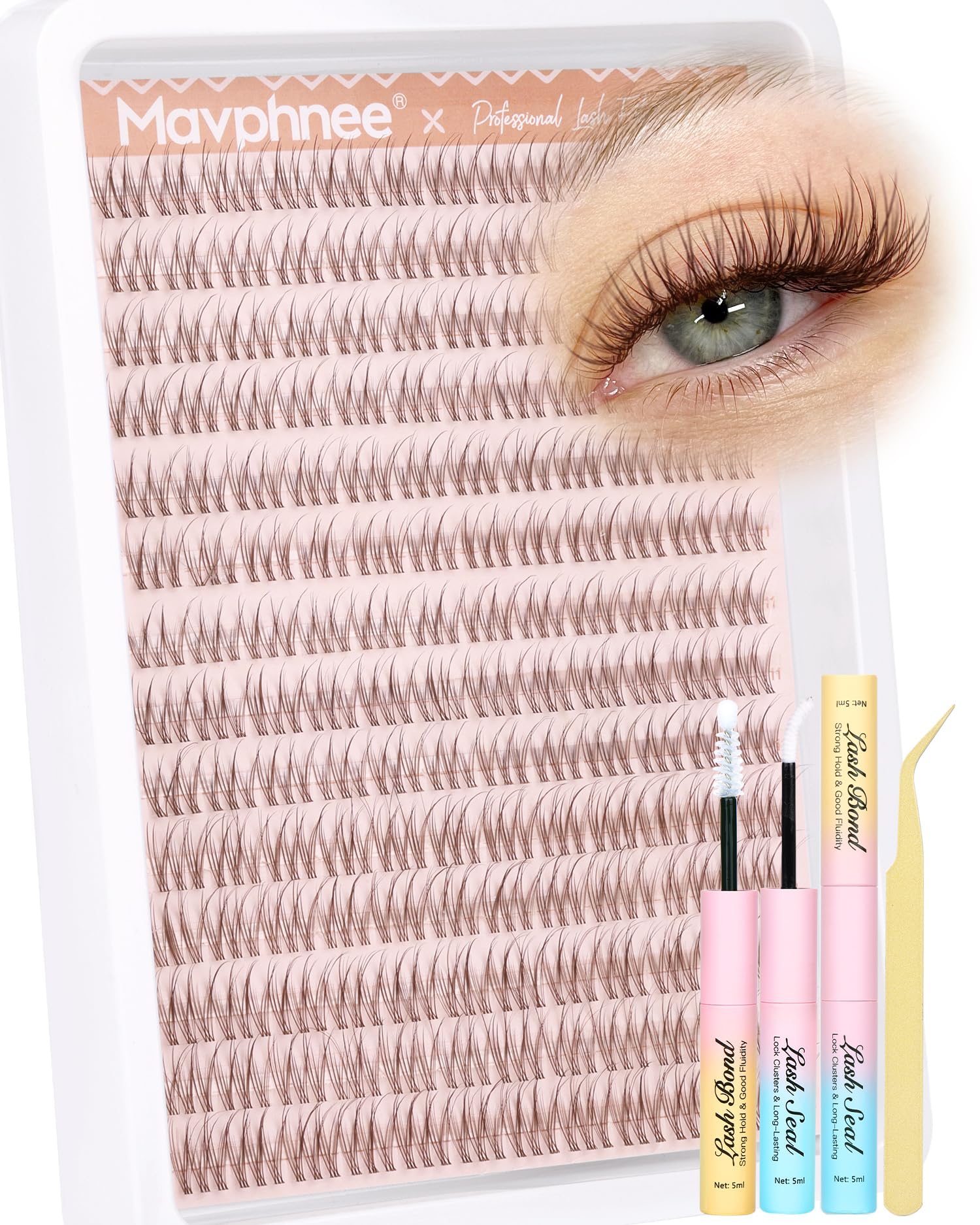 Amazon.com: Mavphnee Brown Lash Clusters Kit Natural Cluster