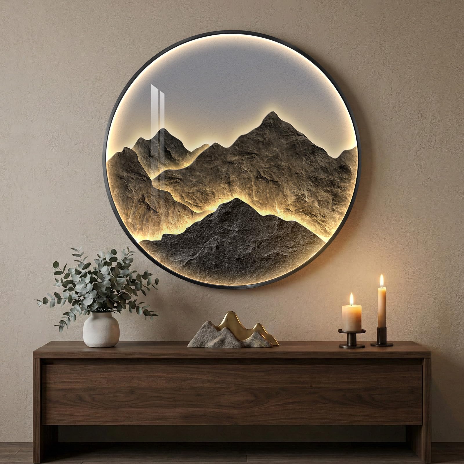 Amazon.com: Framed LED Mountain Wall Art for Living Room, Large