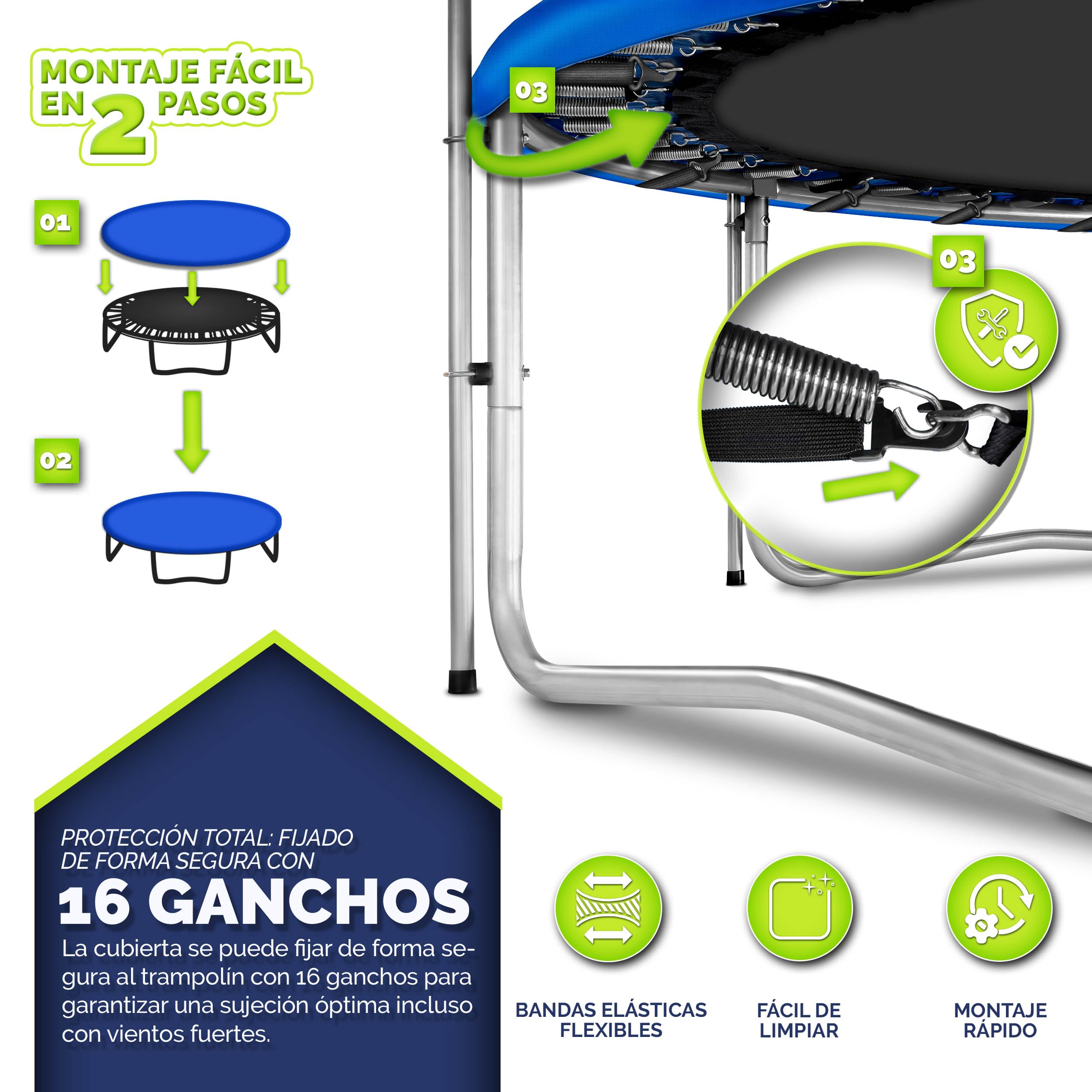 KIDUKU Funda Protectora para Cama Elástica 244-427 cm | Cubierta de Protección para Trampolín | Impermeable, Anti-Desgarros y Resistente a Rayos UVA