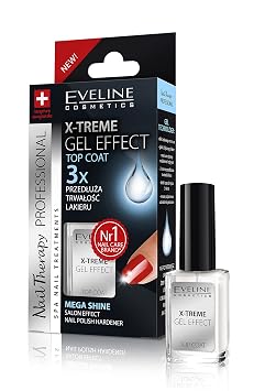Eveline X-treme Gel Effect Top Coat Nail Polish Hardener Mega Shine 12ml