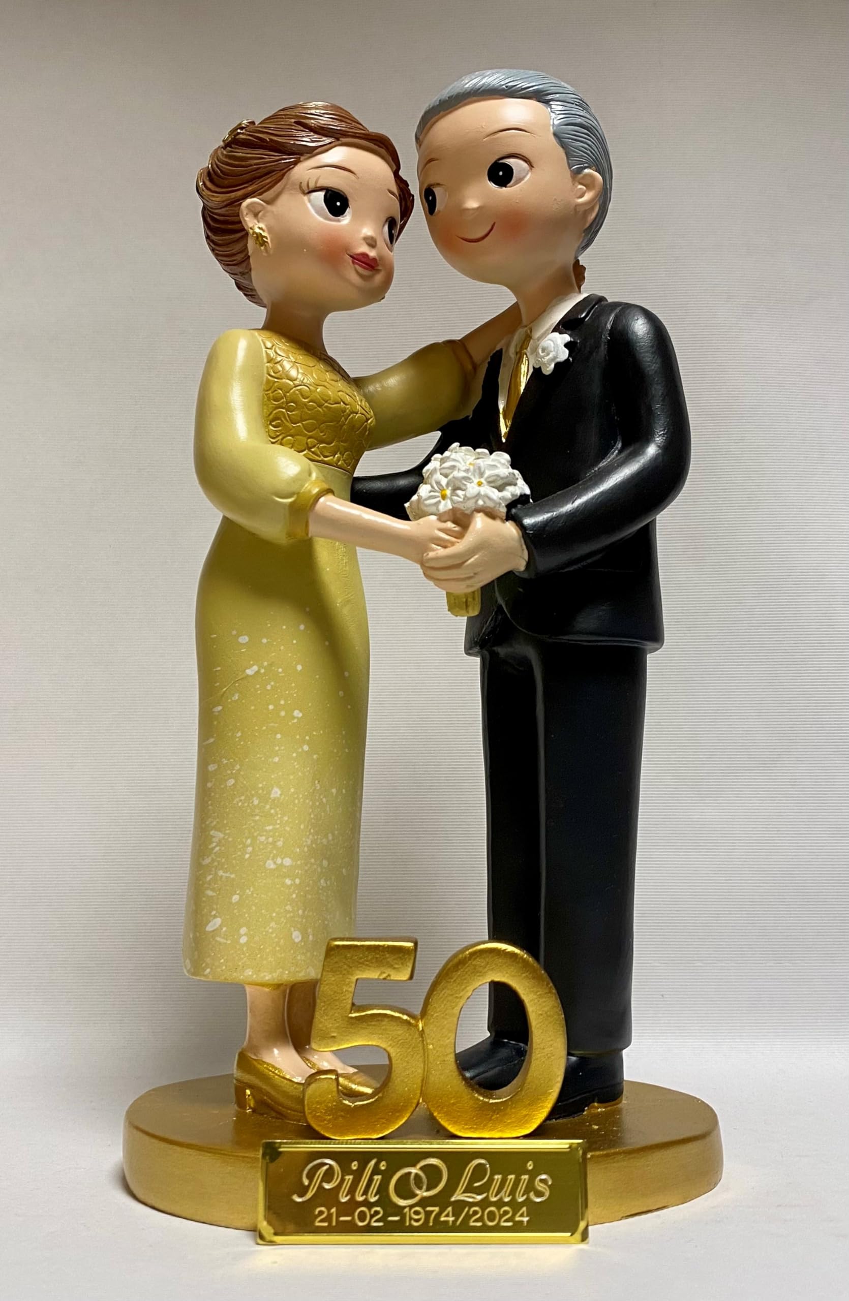 Figurita Tarta Bodas de Oro 50 Aniversario GRABADA para Pastel