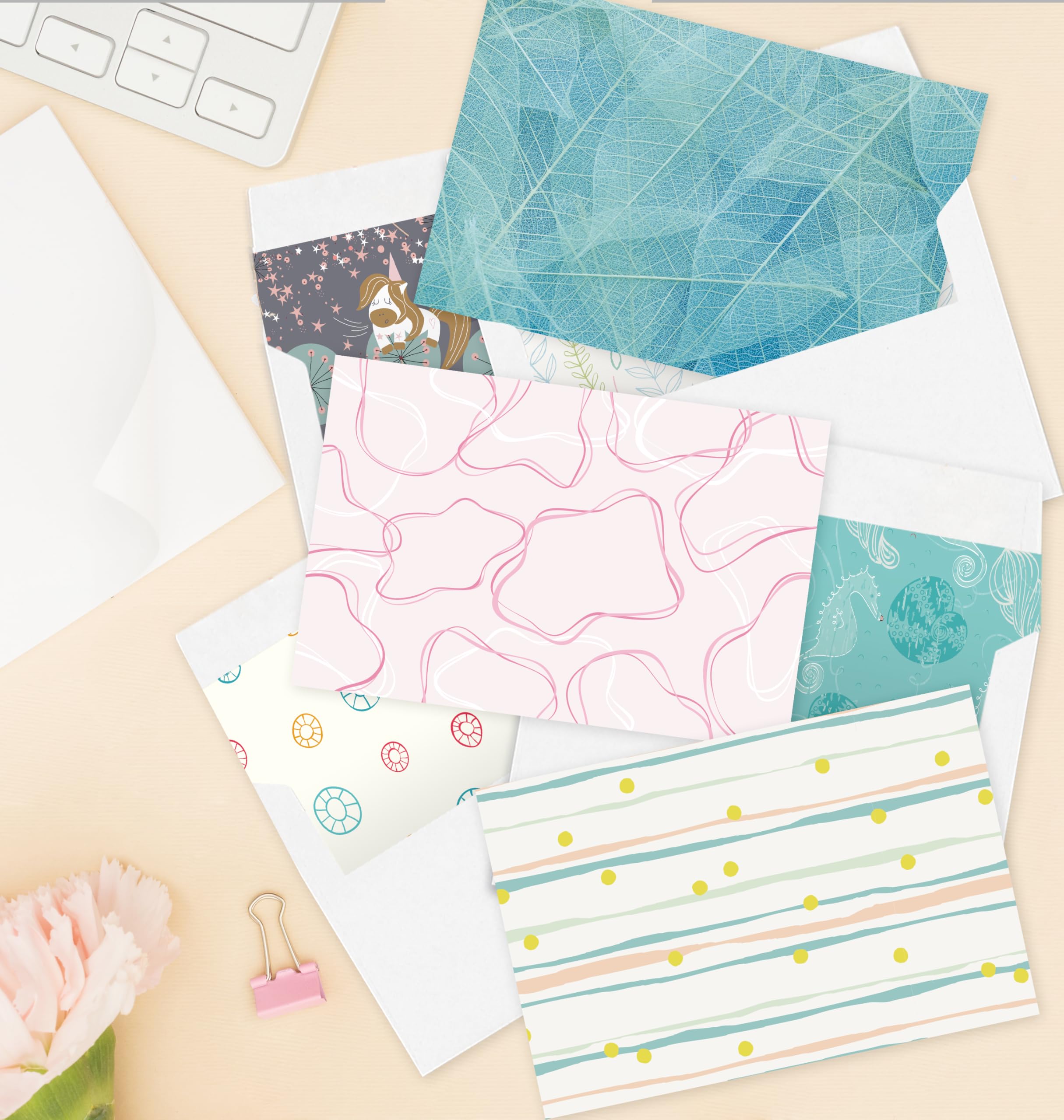 Paquete de 24 tarjetas de felicitación en blanco para todas las ocasiones, tarjetas de felicitación en caja de 4 x 6 pulgadas con sobres autoadhesivos, 24 diseños únicos, sin repeticiones