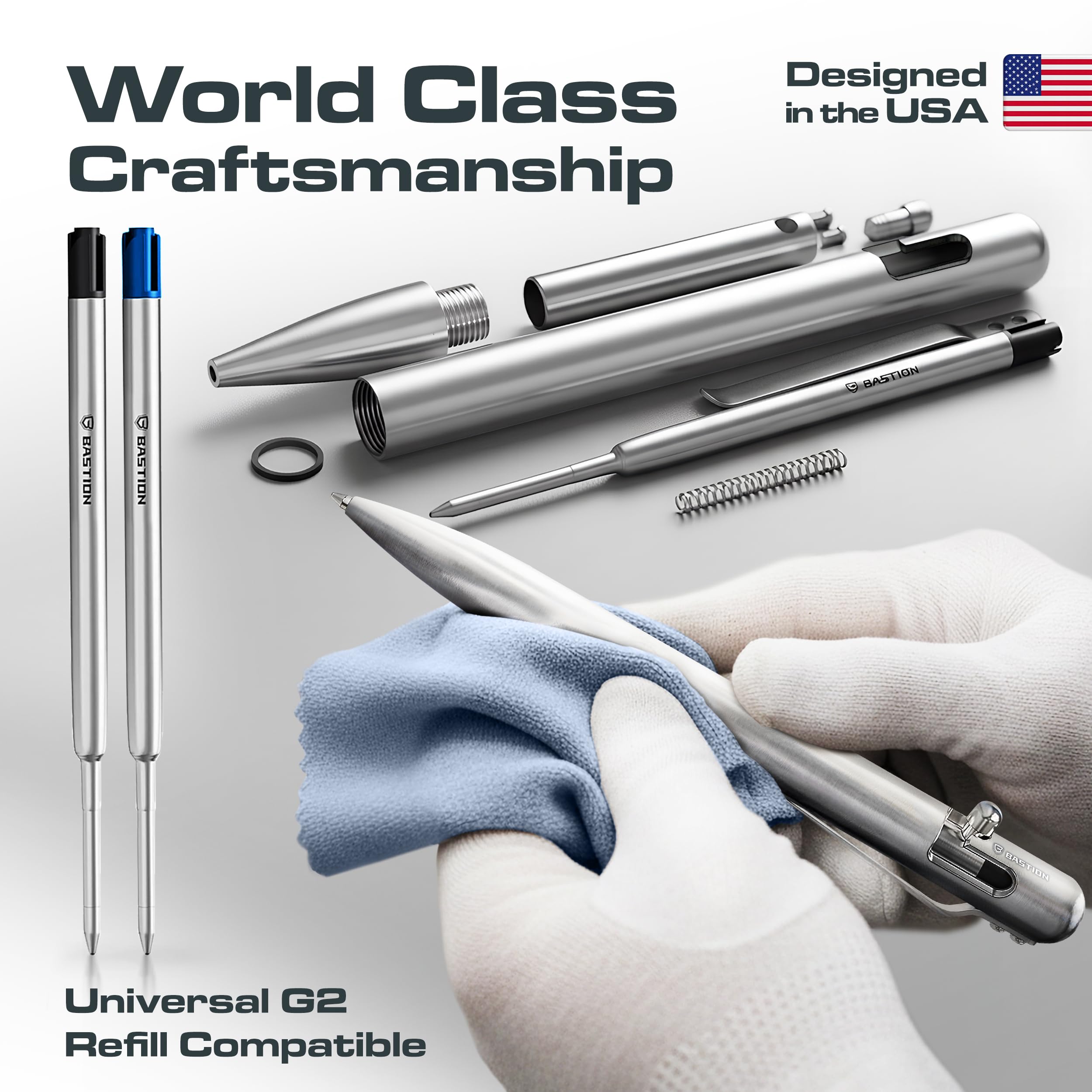 BASTION Titanium Bolt Action Pen - exclusive Hyperbolt ZeroSeam CNC Machined EDC Writing Tool Refillable Flagship Executive Gift — view 4