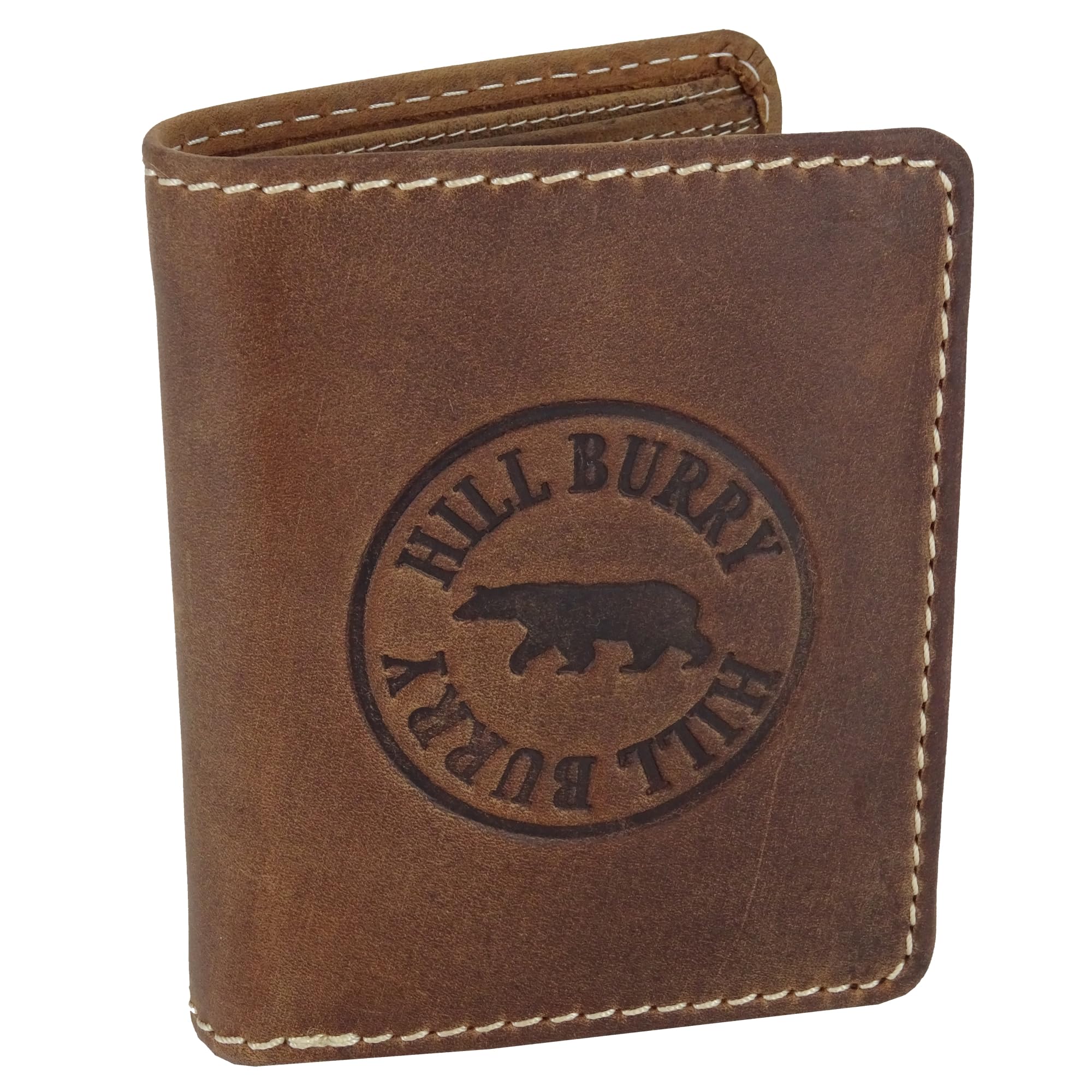 Echt-Leder Leder Geldbörse • Geldbeutel für Damen und Herren mit RFID-Schutz • Portmonee mit Münzfach • Portemonnaie Hill Burry • braun für Männer Brieftasche Wallet • Hochformat