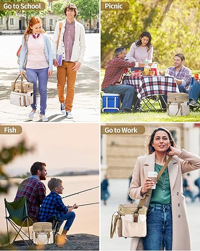 Miniatura 6 de LOKASS Bolsa de almuerzo para mujereshombres de trabajo, lonchera expandible de doble cubierta de 16 L, bolsa enfriadora impermeable a prueba de